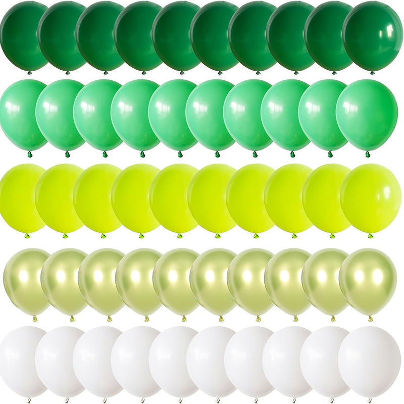 57 Piezas, Globos Del Partido Verde, Verde Oscuro Verde Esmeralda Verde Lima 10 Pulgadas Cromo Metálico Verde Y Globos De Látex Blancos Con Cinta De Globos De 33 Pies Para Suministros De Fiesta Temática Verde Cumpleaños En La Jungla Safari Día - SACASUSA