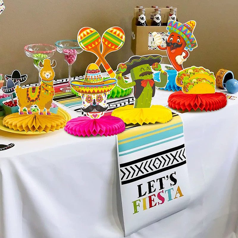 6/12pcs, Centros De Mesa De Papel De 8" De Honeycomb Fiesta Mexicana Para Decoraciones De Mesa De Fiesta De Cinco De Mayo Para Fiestas Temáticas Mexicanas, Cumpleaños, Halloween, Día De Los Muertos Y Suministros De Decoración - SACASUSA