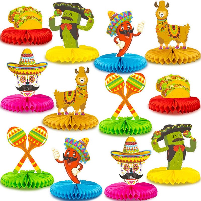 6/12pcs, Centros De Mesa De Papel De 8" De Honeycomb Fiesta Mexicana Para Decoraciones De Mesa De Fiesta De Cinco De Mayo Para Fiestas Temáticas Mexicanas, Cumpleaños, Halloween, Día De Los Muertos Y Suministros De Decoración - SACASUSA