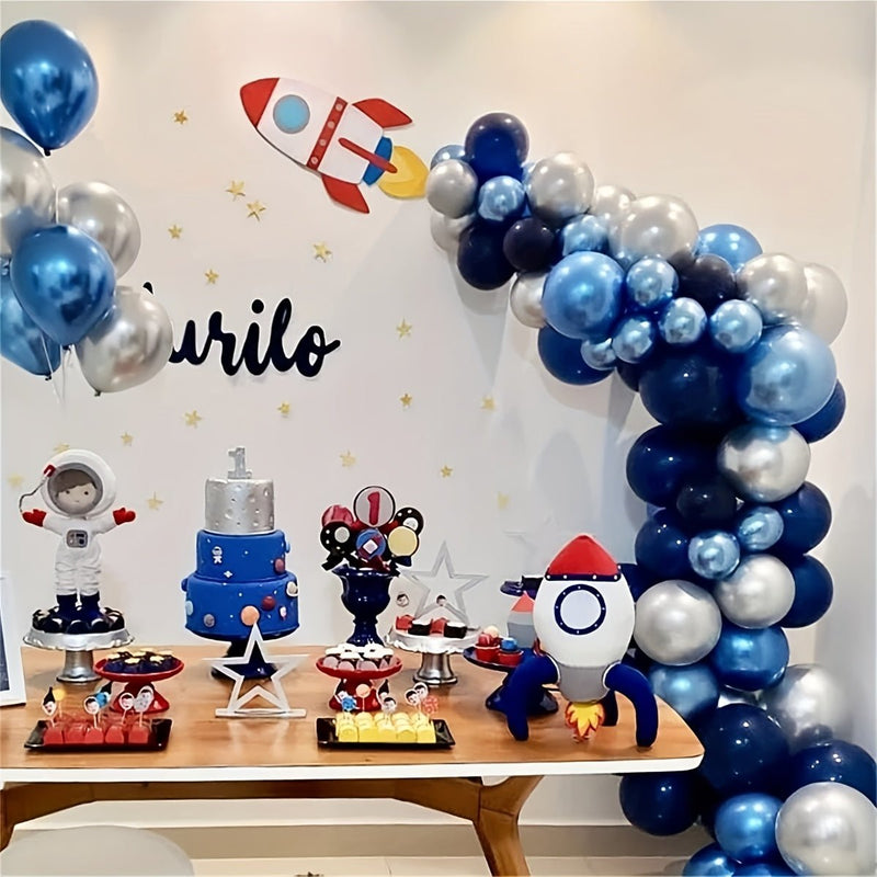 87 Piezas Kit de Arco de Guirnalda de Globos Plateados Azul Metálico, 18 12 10 5 Pulgadas Globos de Fiesta de Látex de Confeti Azul Plateado para Niños Fiesta de Cumpleaños Graduación Decoración de Habitación de Baby Shower - SACASUSA