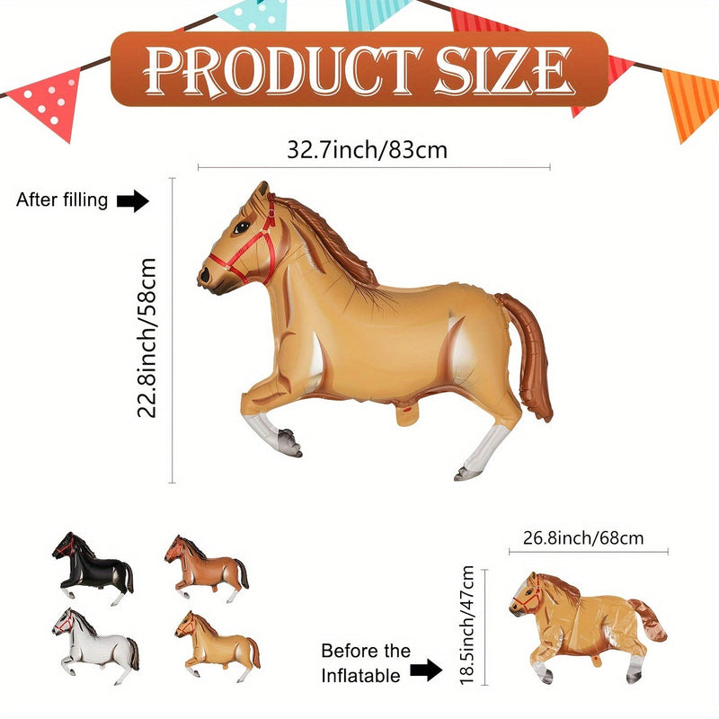 "8pc Grandes Globos Temáticos de Caballo, 32,68"", Auto-sellado, Sin electricidad, Perfecto para una Fiesta de Cumpleaños Festiva al Estilo del Oeste, Ideal para Mayores de 14 Años" - SACASUSA