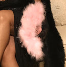 Abanico de mano de plumas plegable, grande, hecho a mano, color rosa bebé, nuevo para fiesta de disfraces de Halloween, abanico de boda nupcial, regalo - SACASUSA