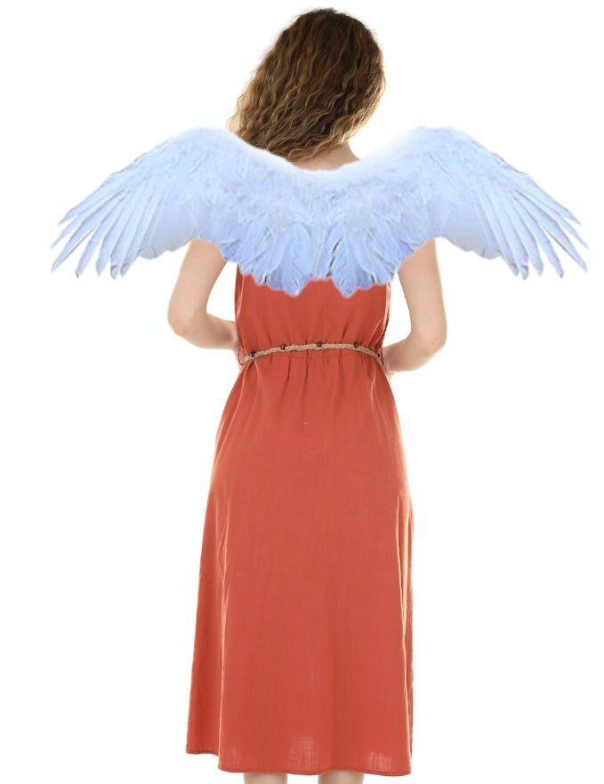 Alas de ángel de hada blanca con plumas hechas a mano, Halo gratis para adolescentes y adultos, 24x11 pulgadas para fiesta de disfraces de Halloween - SACASUSA