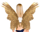 Alas de ángel de hada de mariposa de plumas doradas grandes, color dorado para disfraz de Halloween, alas para hombres, mujeres y adultos L - SACASUSA