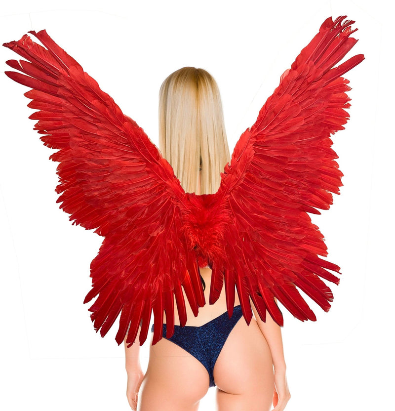 Alas de ángel de hada y mariposa de plumas rojas hechas a mano para disfraz de Halloween, alas para hombres, mujeres y adultos L - SACASUSA