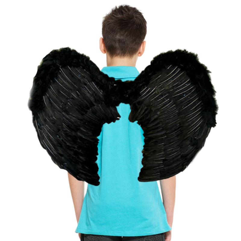 Alas de ángel de hadas de Halloween con plumas grandes, 26 x 19 pulgadas, negro, blanco o rojo con halo gratis para hombres, mujeres, unisex, adultos, Halloween, Navidad - SACASUSA