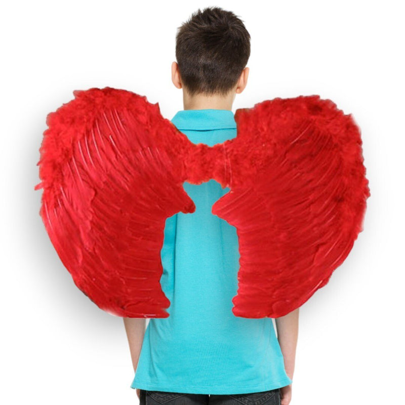 Alas de ángel de hadas de Halloween con plumas grandes, 26 x 19 pulgadas, negro, blanco o rojo con halo gratis para hombres, mujeres, unisex, adultos, Halloween, Navidad - SACASUSA