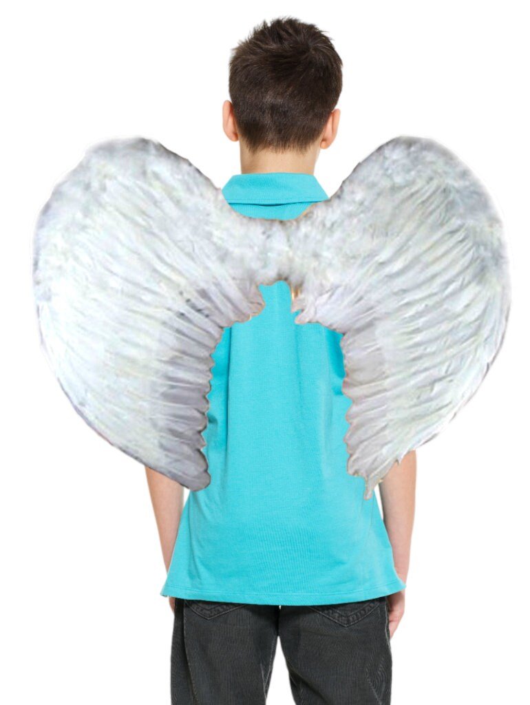 Alas de ángel de hadas de Halloween con plumas grandes, 26 x 19 pulgadas, negro, blanco o rojo con halo gratis para hombres, mujeres, unisex, adultos, Halloween, Navidad - SACASUSA