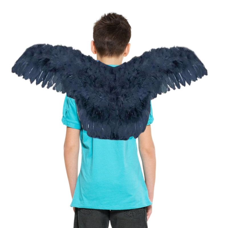 Alas de ángel de hadas de Halloween con plumas grandes en negro, talla única, mujeres y hombres - SACASUSA