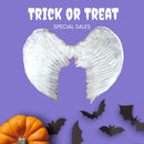 Alas de ángel de hadas de plumas blancas grandes hechas a mano con halo gratis Disfraz de Halloween Alas de fiesta Hombres Mujeres Adultos L - SACASUSA