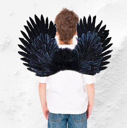 Alas de ángel de hadas de plumas pequeñas con disfraces de Halloween de Halo gratis niños niñas niños Adolescentes Pequeños Negro Rojo Blanco niños - SACASUSA