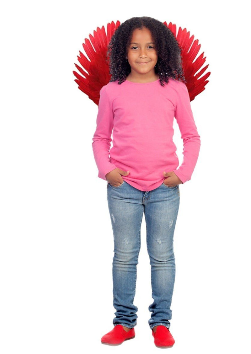 Alas de ángel de hadas de plumas pequeñas con disfraces de Halloween de Halo gratis niños niñas niños Adolescentes Pequeños Negro Rojo Blanco niños - SACASUSA