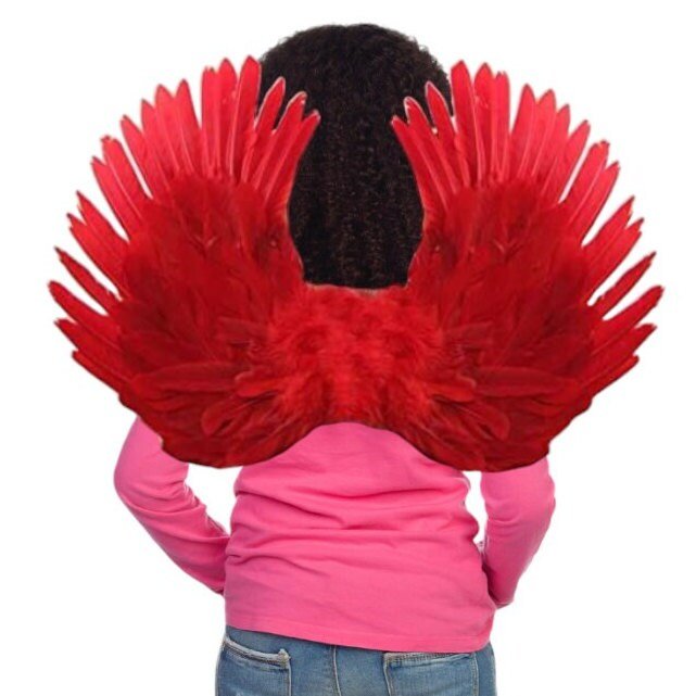 Alas de ángel de hadas de plumas pequeñas con disfraces de Halloween de Halo gratis niños niñas niños Adolescentes Pequeños Negro Rojo Blanco niños - SACASUSA