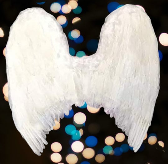 Alas de ángel de hadas grandes de plumas blancas XXL con halo gratis para alas de disfraces de Halloween Hombres Mujeres Adultos L - SACASUSA