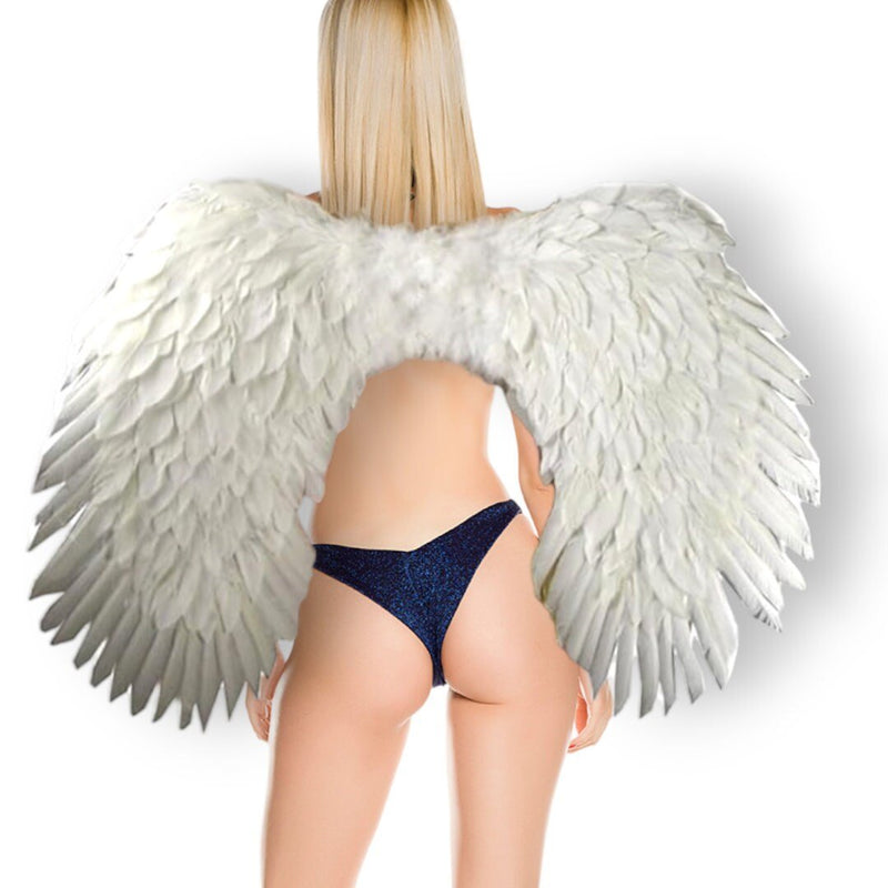 Alas de ángel de plumas blancas grandes XXL hechas a mano con HALO GRATIS para adultos mujeres hombres fiesta de disfraces de Halloween - SACASUSA