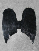 Alas de ángel de plumas negras extra grandes XL de 28 x 26 pulgadas con HALO GRATIS para adultos, mujeres y hombres - SACASUSA