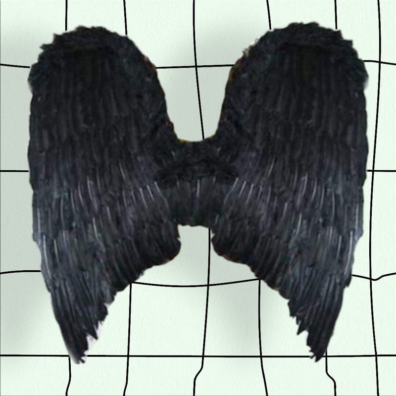 Alas de ángel de plumas negras grandes XXL hechas a mano, 32x33 pulgadas para Halloween, mujeres y hombres adultos, fiesta de disfraces de Halloween - SACASUSA