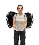 Alas de ángel de plumas negras grandes XXL hechas a mano con HALO GRATIS para adultos mujeres hombres alas de fiesta de disfraces de Halloween - SACASUSA