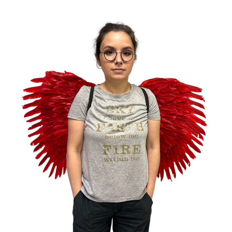 Alas de ángel de plumas rojas grandes XXL hechas a mano con HALO GRATIS para adultos mujeres hombres fiesta de disfraces de Halloween - SACASUSA