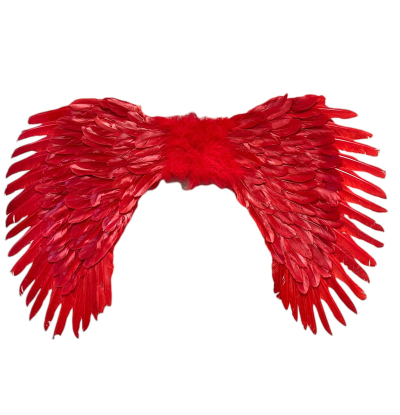 Alas de ángel de plumas rojas grandes XXL hechas a mano con HALO GRATIS para adultos mujeres hombres fiesta de disfraces de Halloween - SACASUSA