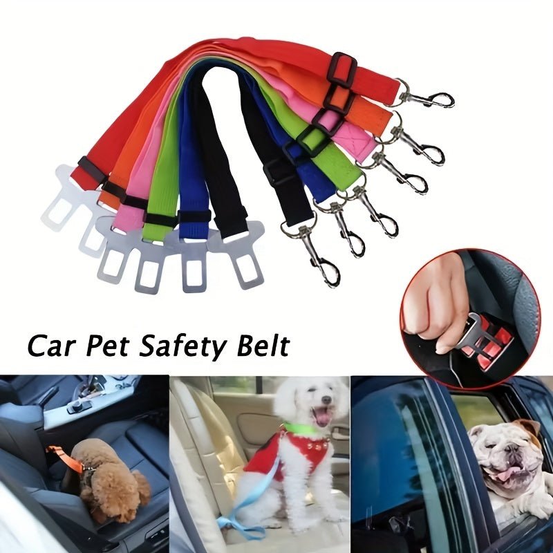 Arnes Ajustable para Mascotas en Coche: Cinturon de Seguridad Duradero para Perros y Gatos - Lavable a Mano, Hecho de Poliéster - SACASUSA