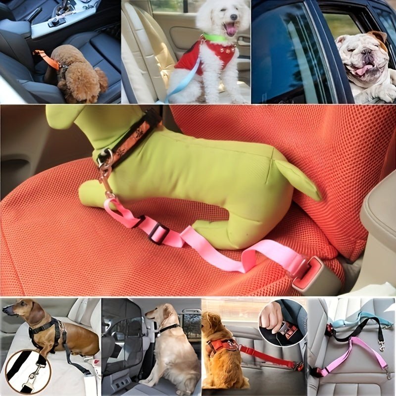 Arnes Ajustable para Mascotas en Coche: Cinturon de Seguridad Duradero para Perros y Gatos - Lavable a Mano, Hecho de Poliéster - SACASUSA