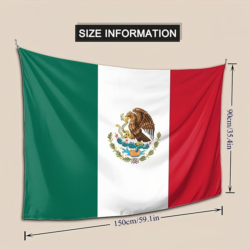 Bandera Mexicana De Poliéster, Tamaño 90*150cm, Ideal Para Fiestas Grandes, Decoración Festiva - SACASUSA