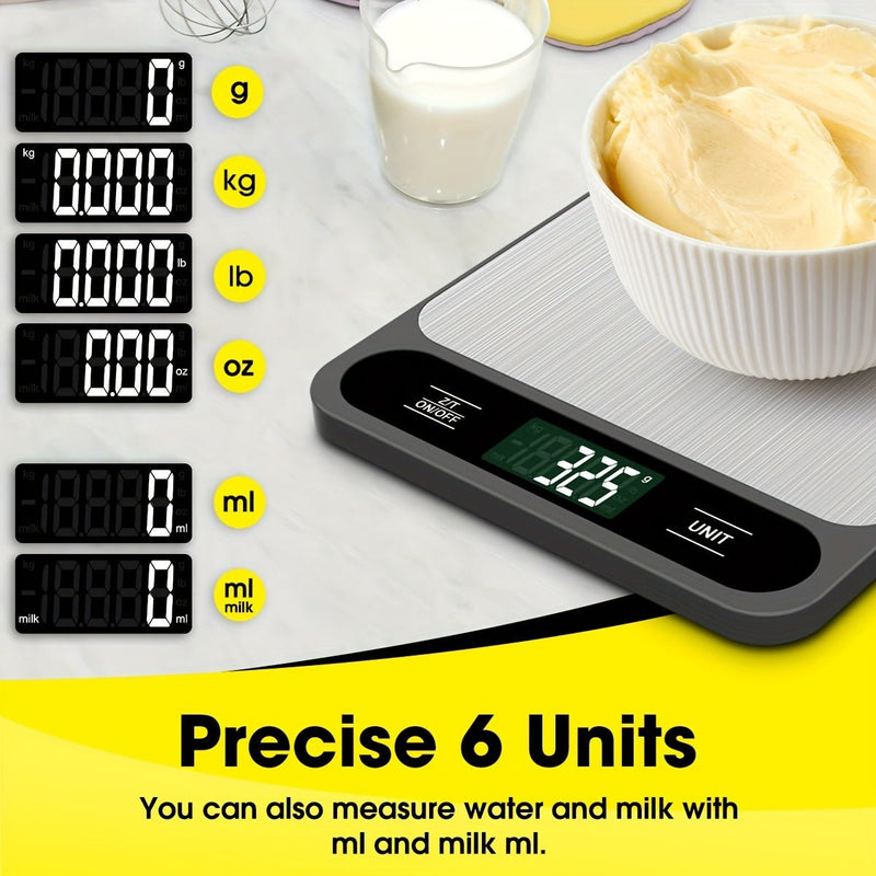 Báscula de Cocina Digital de Acero Inoxidable de 10kg/22lb: Medición Precisa en Gramos y Onzas para Hornear, Cocinar y Control de Dieta - Fácil de Limpiar, ¡Tu Confiable Compañero Culinario! - SACASUSA