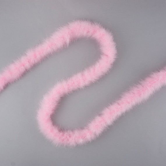 Boas artesanales de plumas de marabú de 22 gramos y 2 yardas, boa de marabú rosa caramelo, 2 yardas para adornos de bricolaje, manualidades para niños, disfraces de carnaval y Halloween - SACASUSA