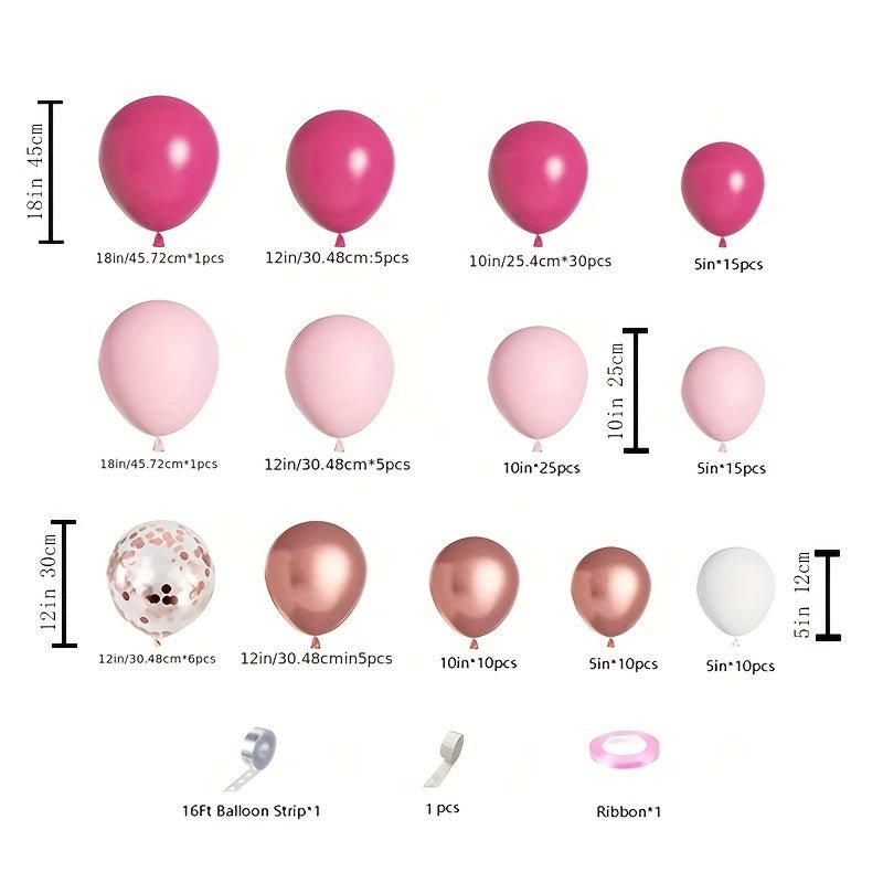 Brillante Set de 141 Globos Rosa Dorado - Elegantes Guirnaldas de Confeti para Princesas, Novias y Ocasiones Especiales (Edades 14+) - SACASUSA