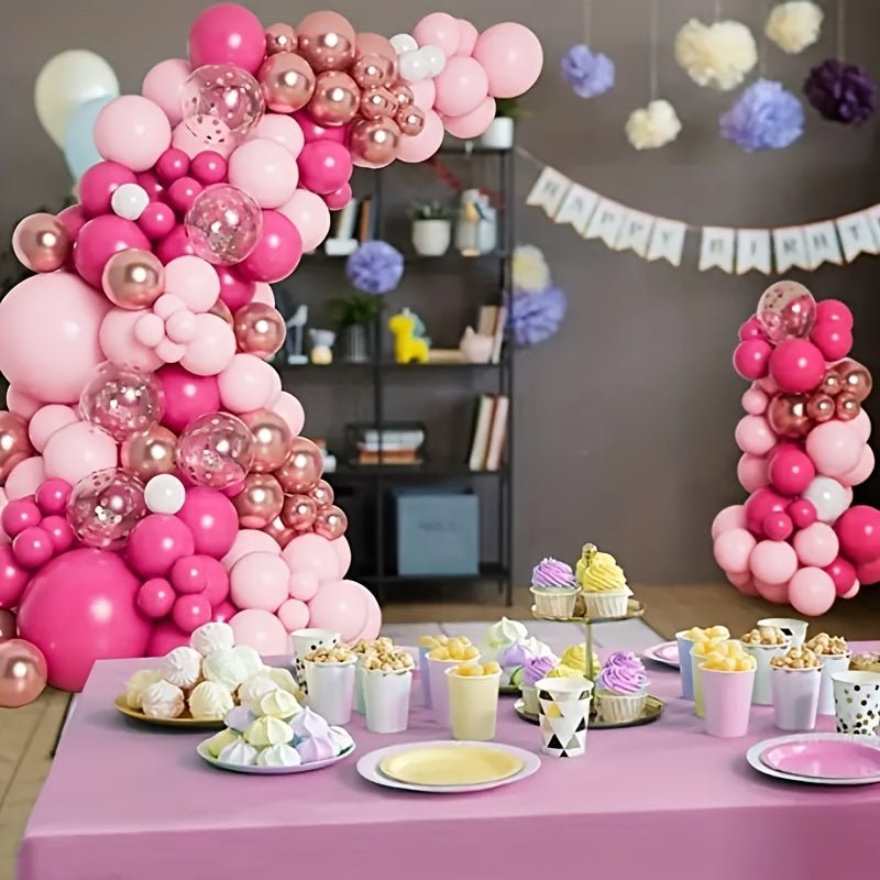 Brillante Set de 141 Globos Rosa Dorado - Elegantes Guirnaldas de Confeti para Princesas, Novias y Ocasiones Especiales (Edades 14+) - SACASUSA