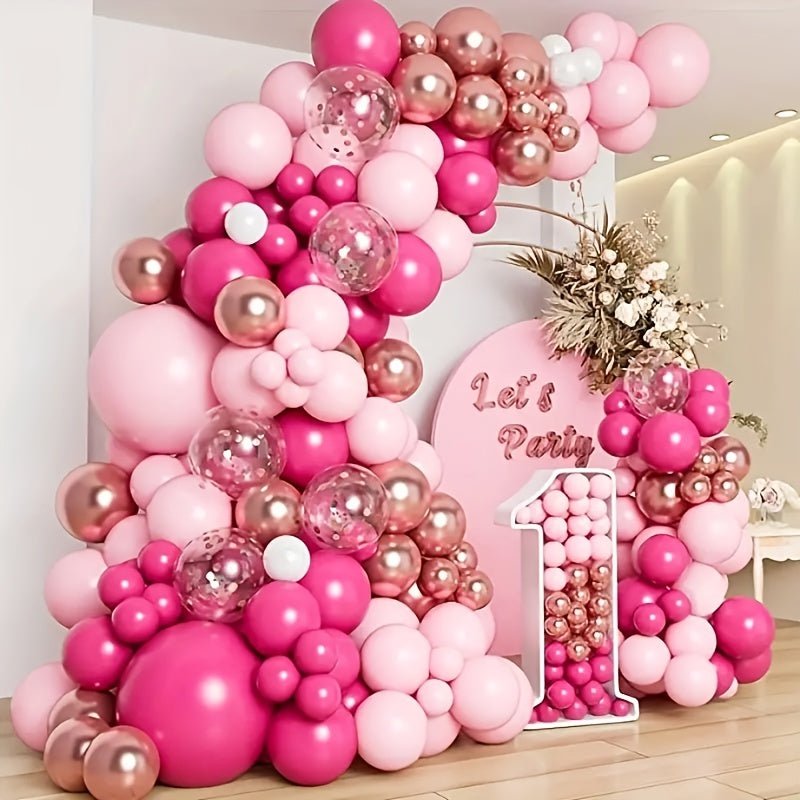 Brillante Set de 141 Globos Rosa Dorado - Elegantes Guirnaldas de Confeti para Princesas, Novias y Ocasiones Especiales (Edades 14+) - SACASUSA