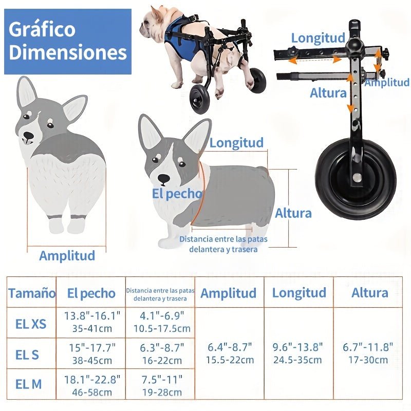 Caminar con Facilidad y Libertad: Silla de Ruedas Ajustable Grande para Perros, Sin Batería, para las Patas Traseras — Una Ayuda de Movilidad Esencial para Mascotas Discapacitadas, Mejorando su Vida - SACASUSA