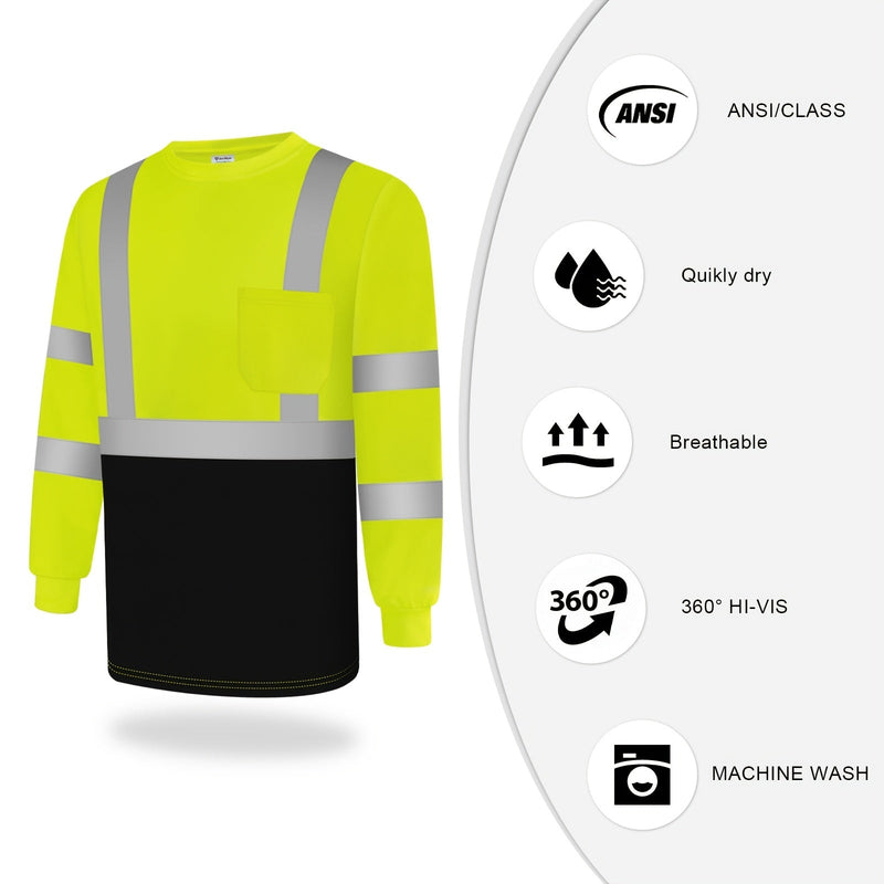 Camisas de Manga Larga Unisex de Alta Visibilidad Clase 3 - Duraderas, Resistentes a la Suciedad y Cómodas - Ideal para Construcción, Topografía y Trabajo al Aire Libre - SACASUSA