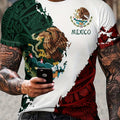 Camiseta Casual Geométrica para Hombre - Poliéster Ligero de Fácil Cuidado, Cuello Redondo, Estilo Versátil para Hogar y Exterior - SACASUSA