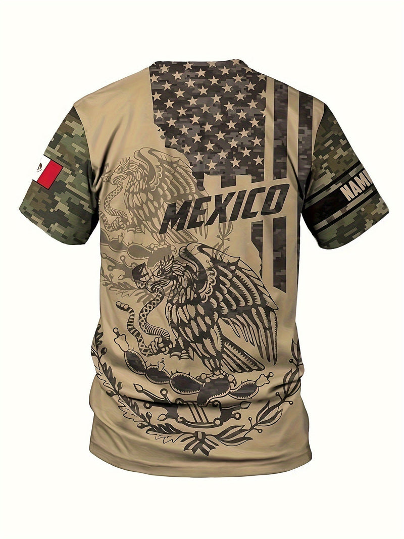 Camiseta Con Estampado De Águila Y Serpiente De México Para Hombre Para Verano, Ropa De Hombre, Jerséis Para Uso Doméstico - SACASUSA