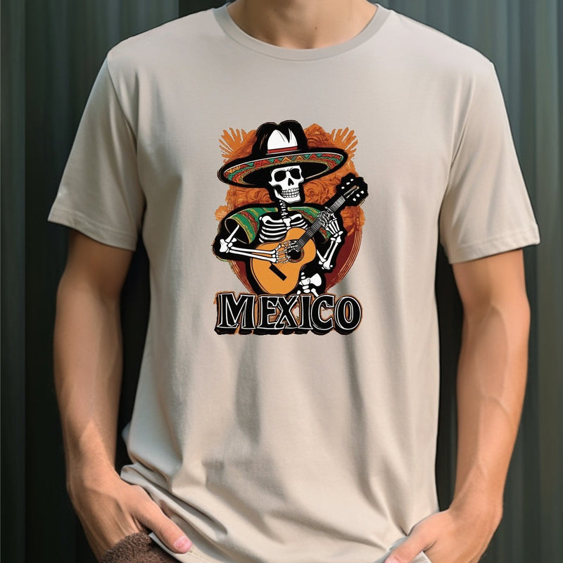 Camiseta Con Estampado De Calavera Al Estilo De México Para Hombres, Elegante Top De Manga Corta, Ropa De Hombre - SACASUSA