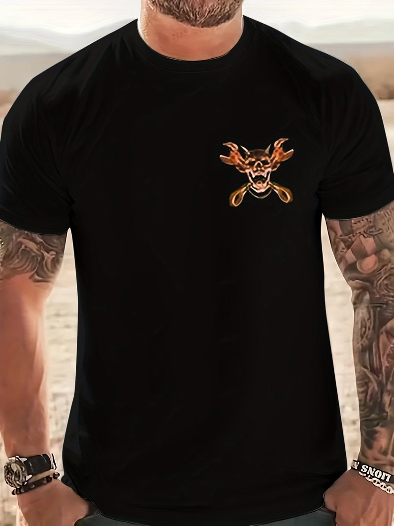 Camiseta con estampado de calavera de Halloween, con patrón de maquina del terror, para hombre, cómoda ropa de descanso y pijama para uso en interiores y exteriores en verano - SACASUSA