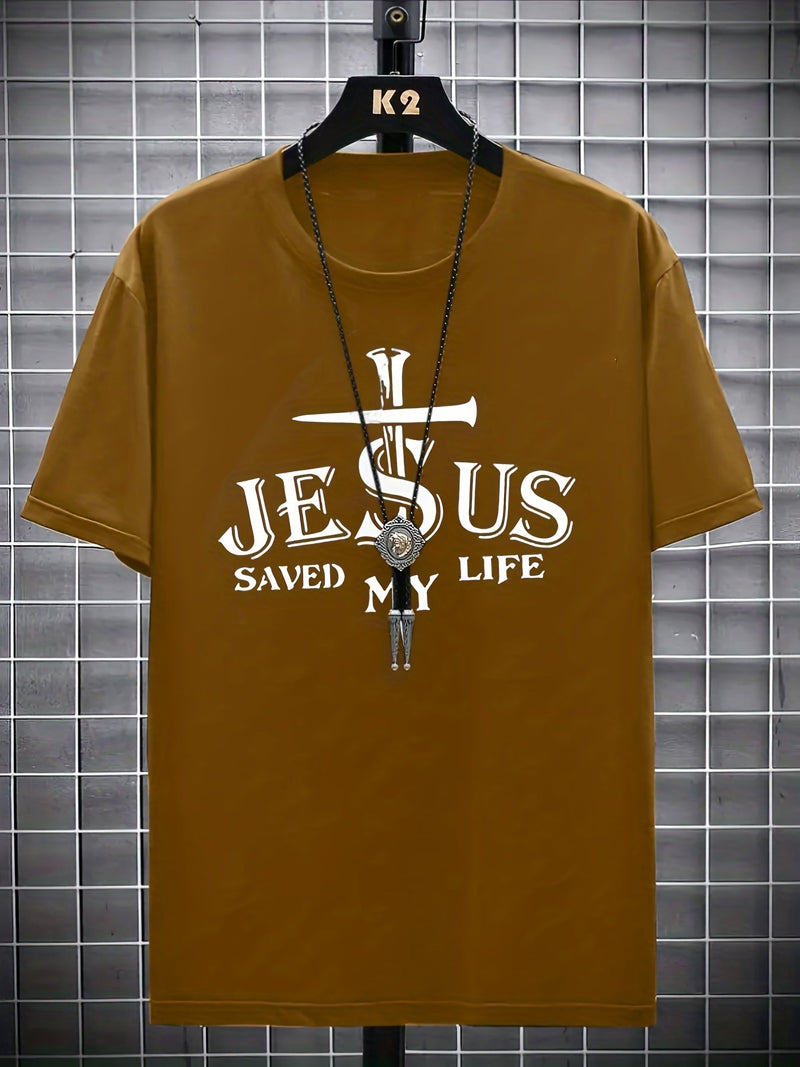 Camiseta con estampado de letras y cruces para hombres, ideal para verano - SACASUSA