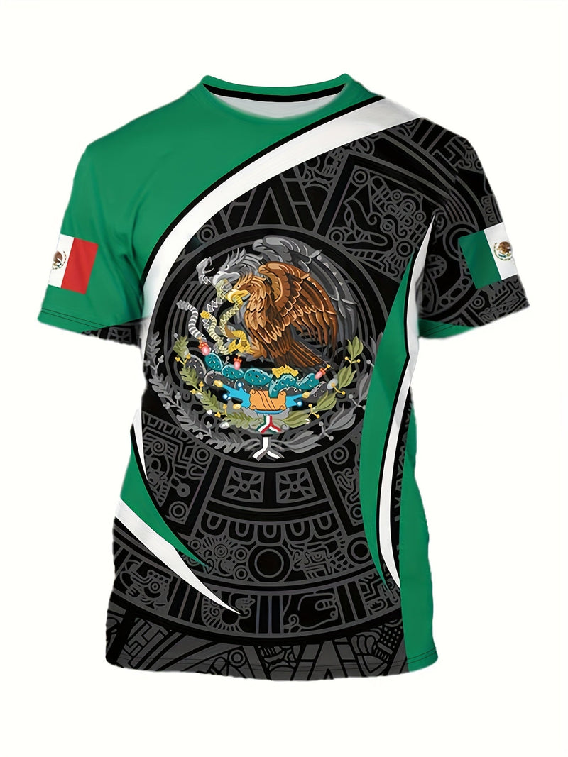 Camiseta Con Patrones Aztecas Para Hombres Con Mangas Cortas, Camisetas Gráficas Casuales, Tops Cómodos Y Transpirables, Ropa Novedosa Para Hombres Para Verano - SACASUSA