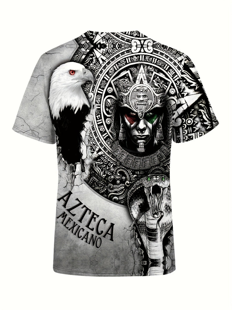 Camiseta Con Patrones Aztecas Para Hombres Con Mangas Cortas, Camisetas Gráficas Casuales, Tops Cómodos Y Transpirables, Ropa Novedosa Para Hombres Para Verano - SACASUSA