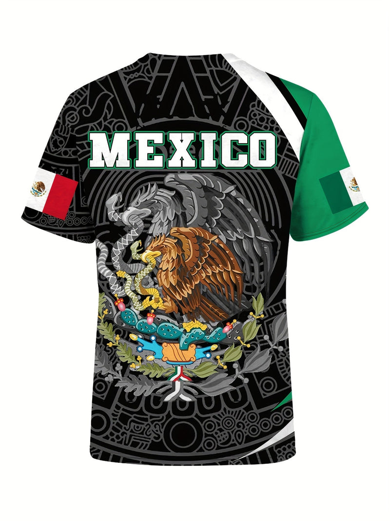 Camiseta Con Patrones Aztecas Para Hombres Con Mangas Cortas, Camisetas Gráficas Casuales, Tops Cómodos Y Transpirables, Ropa Novedosa Para Hombres Para Verano - SACASUSA