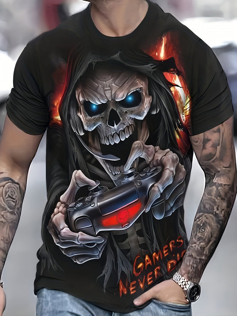 Camiseta de Esqueleto Gamer para Hombre - Tejido Suave y Elástico, Cómoda para Ocio y Pijama, Fácil Mantenimiento - SACASUSA