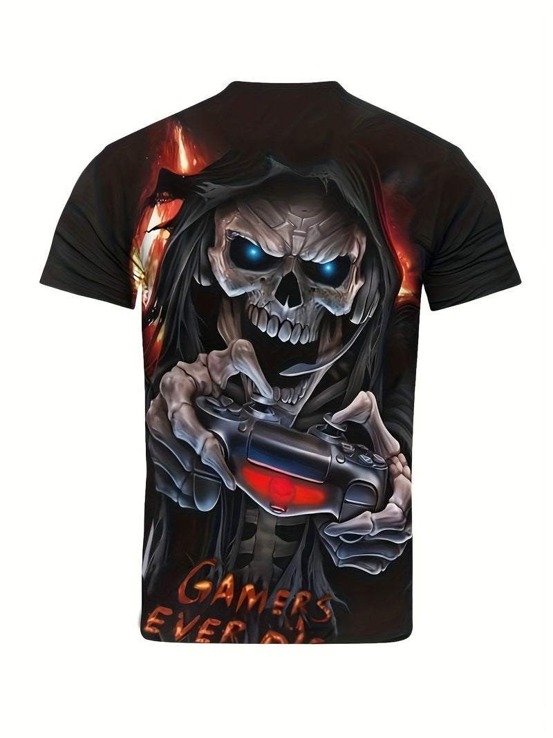 Camiseta de Esqueleto Gamer para Hombre - Tejido Suave y Elástico, Cómoda para Ocio y Pijama, Fácil Mantenimiento - SACASUSA