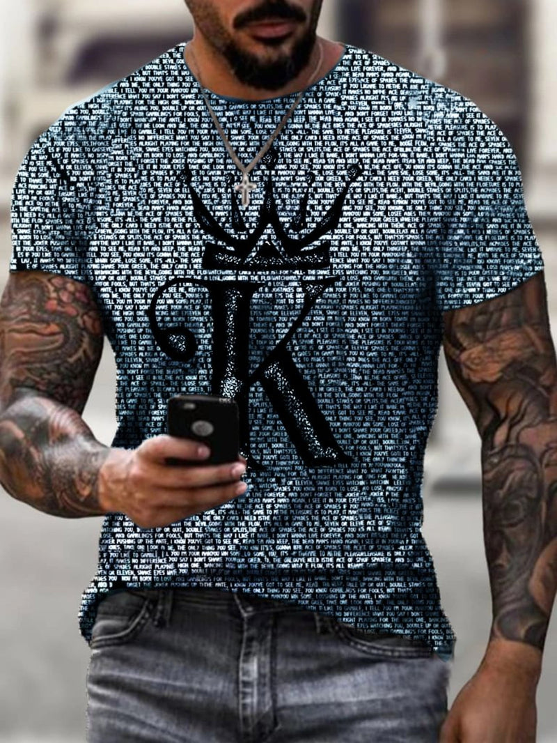 Camiseta De Hombre Con Estampado De Letra K Con Corona, Ropa De Verano Para Hombres, Playera De Pijama De Novedad Para Hombres - SACASUSA