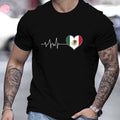 Camiseta De Impresión De Electrocardiograma De La Bandera Mexicana, Camisetas Para Hombres, Camiseta Casual De Manga Corta Para El Verano - SACASUSA