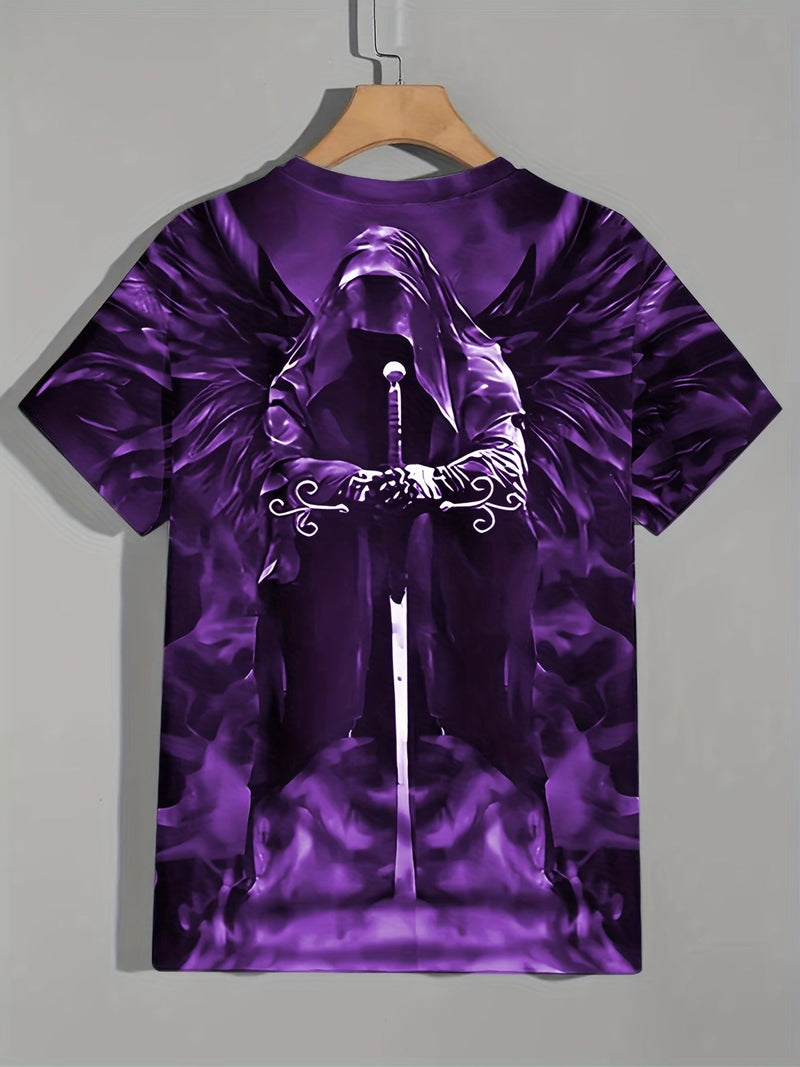 Camiseta De Manga Corta Ajustada Con Estampado De Calavera 3D Para Hombre, Ajustada. Ropa Para Verano - SACASUSA