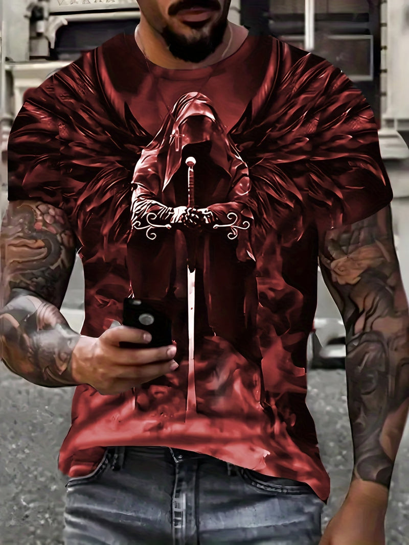 Camiseta De Manga Corta Ajustada Con Estampado De Calavera 3D Para Hombre, Ajustada. Ropa Para Verano - SACASUSA