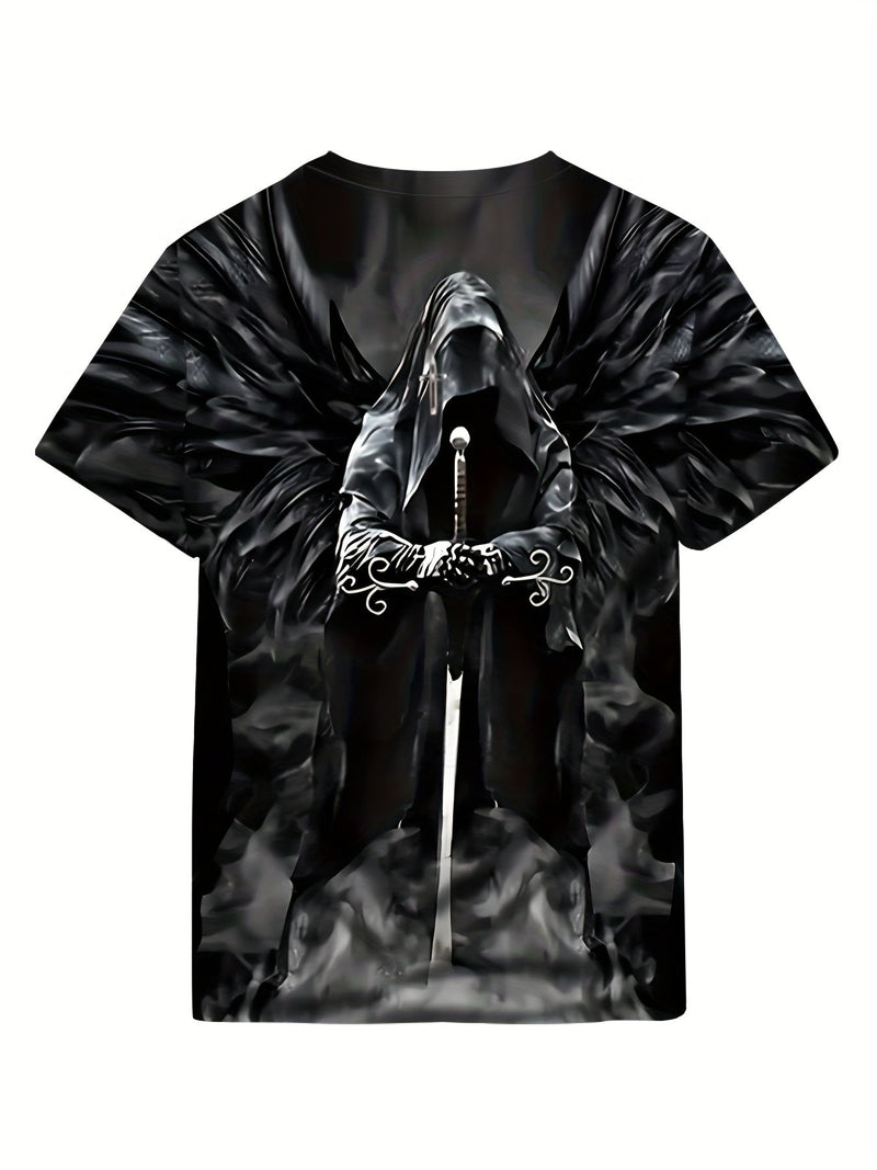 Camiseta De Manga Corta Ajustada Con Estampado De Calavera 3D Para Hombre, Ajustada. Ropa Para Verano - SACASUSA