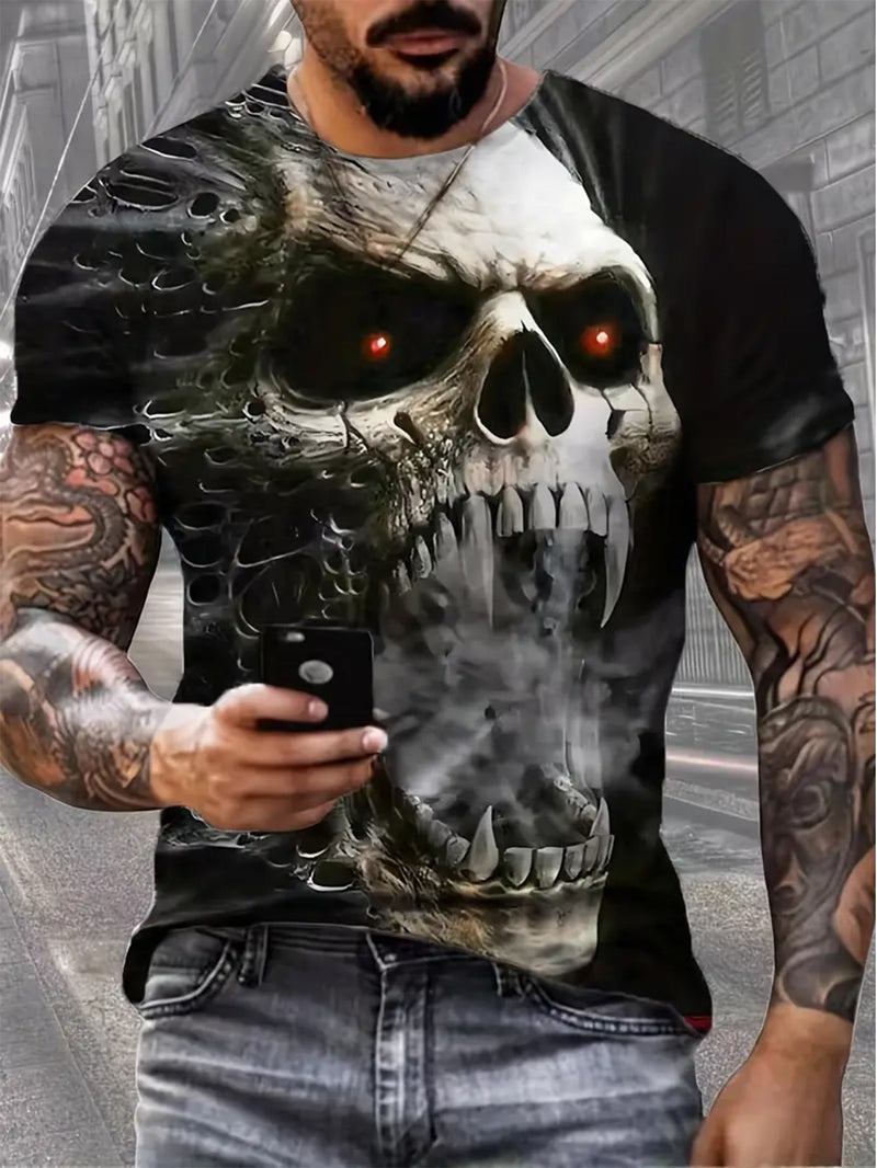 Camiseta De Manga Corta, cuello redondo y con estampado de "Azteca mexicano" para hombres, ropa elegante para verano - SACASUSA